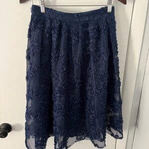 H&M Navy Blue Floral A-Line Skirt